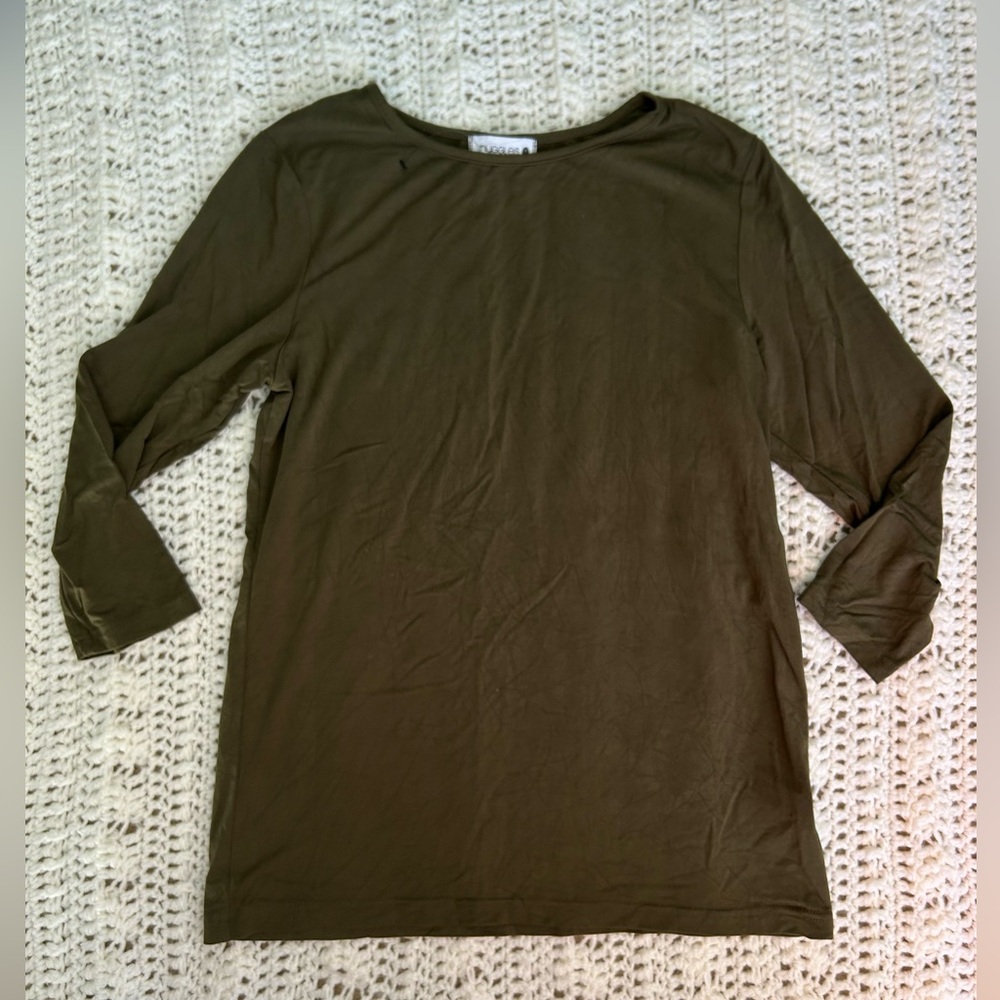 Nuggles | NWOT 3/4 Sleeve Layering Tee in Olive Green | Size Small